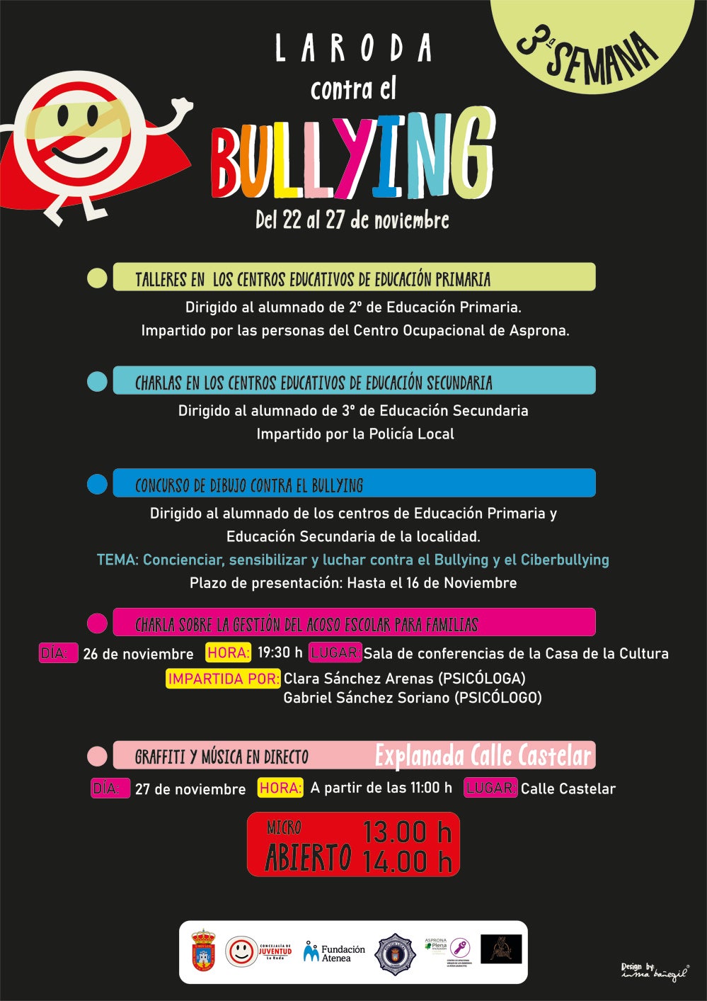 Talleres, charlas, concurso de dibujo, música y grafiti contra el bullying en La Roda Talleres, charlas, concurso de dibujo, música y grafiti contra el bullying en La Roda