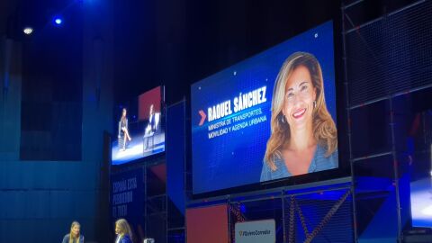 Ministra de Transportes, Raquel Sánchez, en un acto por el corredor mediterráneo.