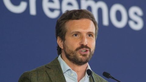 El líder del Partido Popular, Pablo Casado, en la segunda jornada del Congreso regional del Partido Popular celebrado en Puertollano