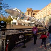 El cohete 'Miura 1' de PLD Space expuesto en Madrid.