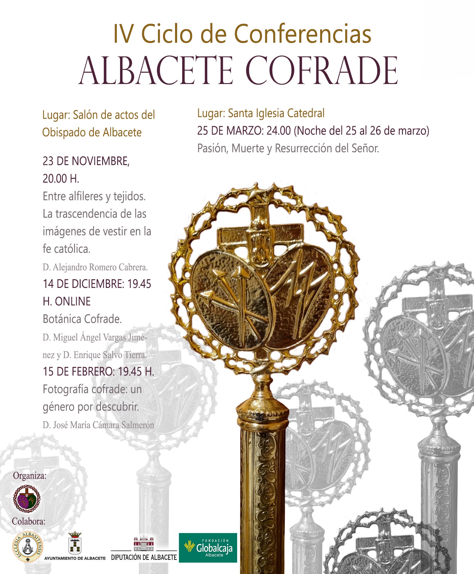 “Entre alfileres y tejidos”, la primera conferencia con la que regresa el Ciclo Albacete Cofrade “Entre alfileres y tejidos”, la primera conferencia con la que regresa el Ciclo Albacete Cofrade