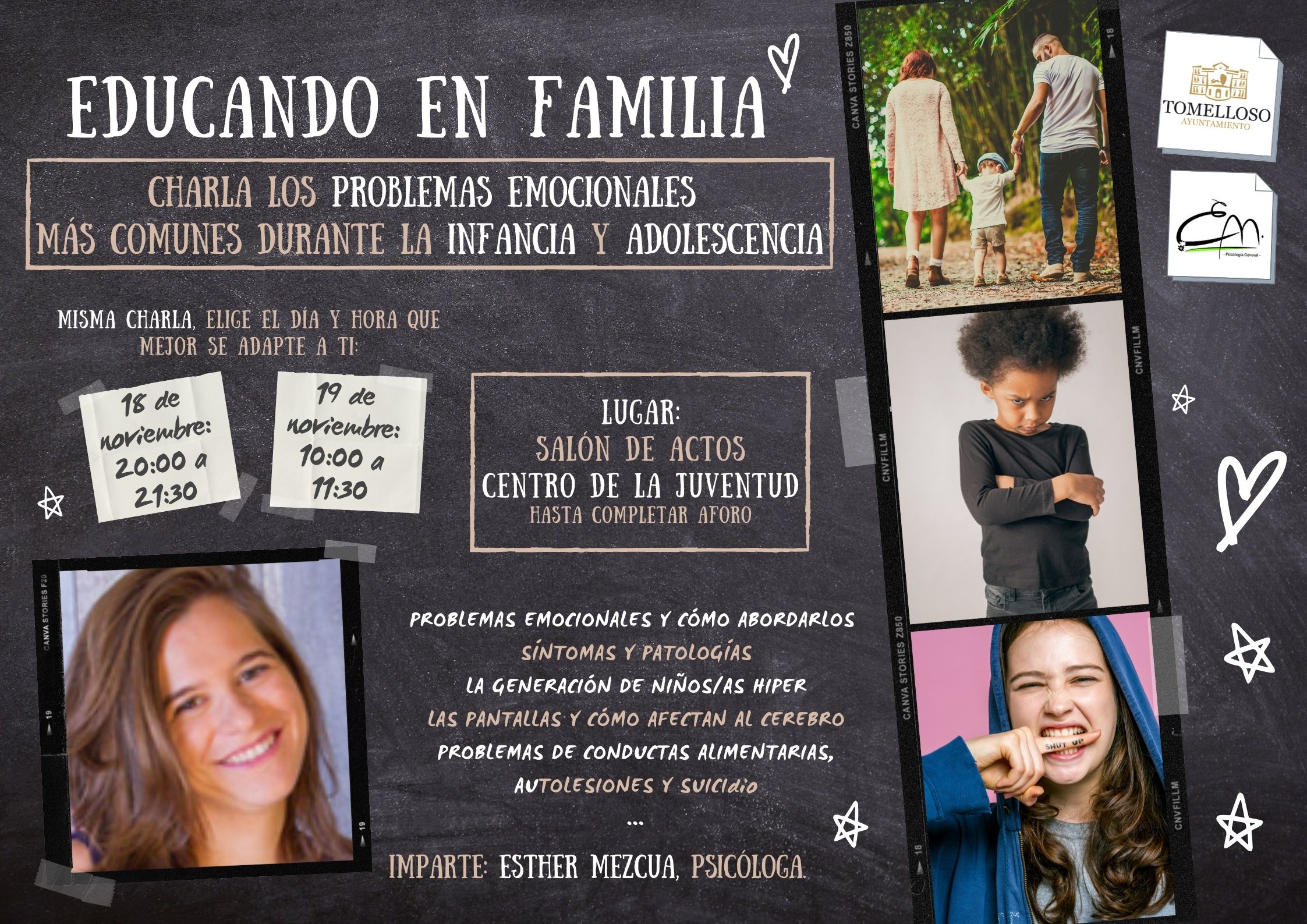 Charla “Educando en Famillia”, sobre problemas emocionales en la infancia y adolescencia Charla “Educando en Famillia”, sobre problemas emocionales en la infancia y adolescencia