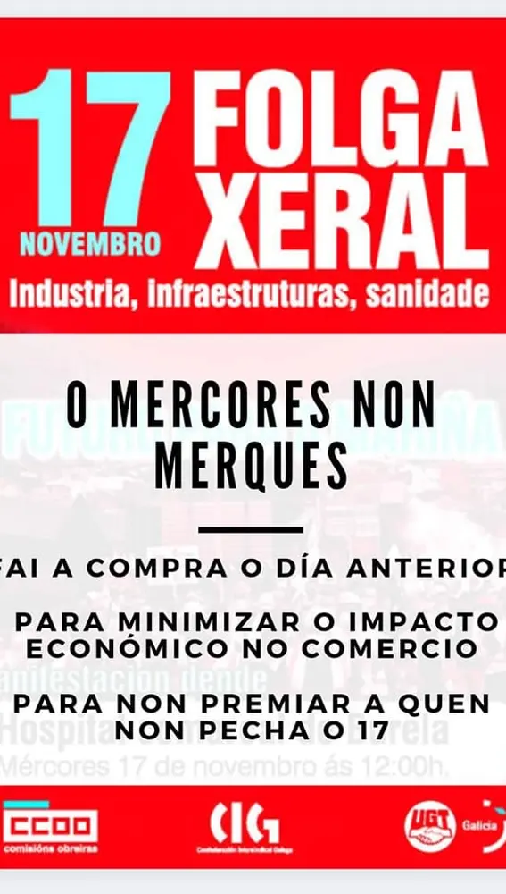 Llamamiento masivo a secundar la jornada de huelga en A Mariña. Llamamiento masivo a secundar la jornada de huelga en A Mariña.