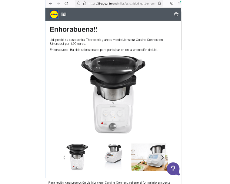 Estafa en 'Black Friday': cuidado con la oferta del robot de cocina de Lidl por 1,99 euros Estafa en 'Black Friday': cuidado con la oferta del robot de cocina de Lidl por 1,99 euros