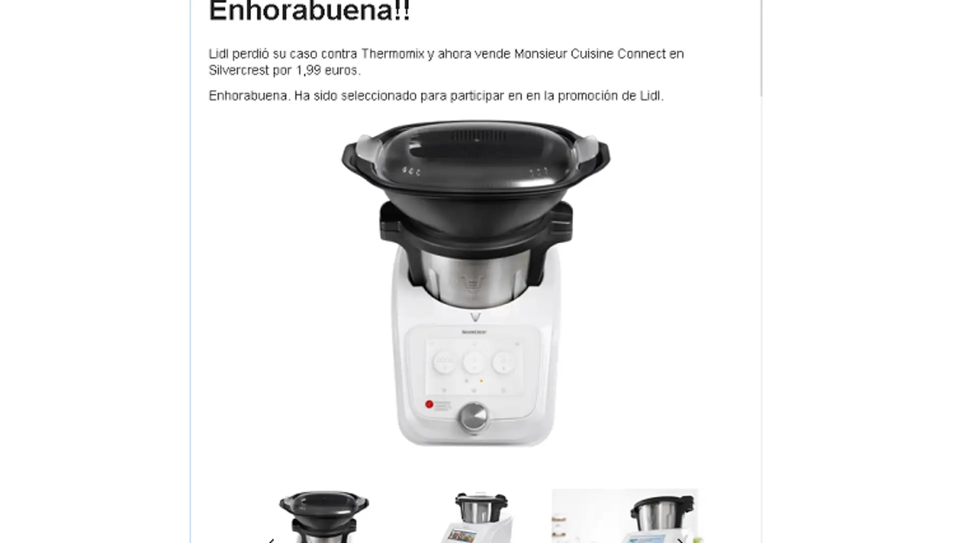Estafa en 'Black Friday': cuidado con la oferta del robot de cocina de Lidl por 1,99 euros
