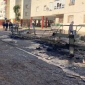 Contenedores quemados en las manifestaciones del metal en Cádiz