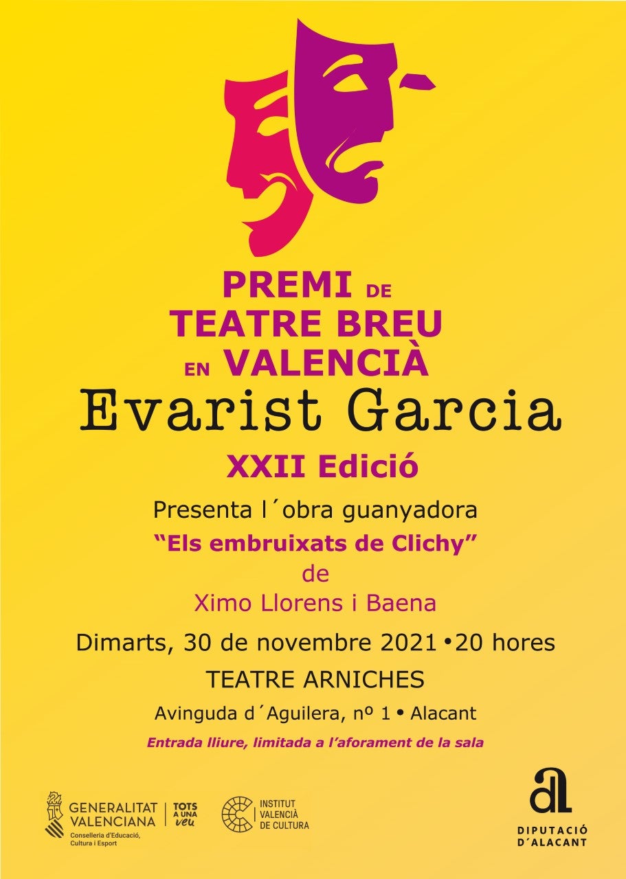 La compañía Sobreactuà estrena en la 'Sala Arniches' de Alicante el último Premi Evarist Garcia de la Diputación La compañía Sobreactuà estrena en la 'Sala Arniches' de Alicante el último Premi Evarist Garcia de la Diputación