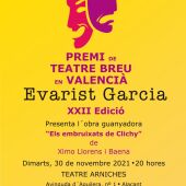 Cartel de la representación del último Premi Evarist Garcia de la Diputación