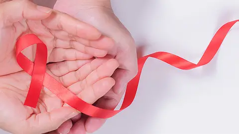 Lazo rojo, símbolo del Dia Mundial del SIDA. 1-D, Día Mundial del SIDA - Fondo