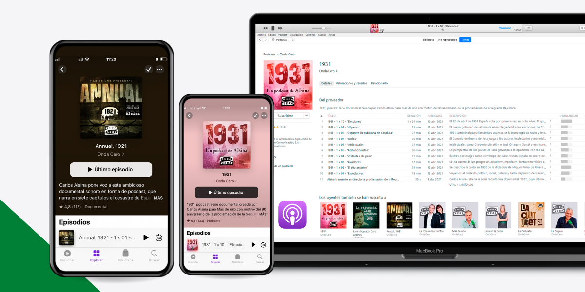 Los podcasts de Onda Cero ‘1931’ y ‘Annual,1921’, entre los mejores del top novedades 2021 de Apple Los podcasts de Onda Cero ‘1931’ y ‘Annual,1921’, entre los mejores del top novedades 2021 de Apple