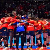 Las Guerreras celebrando su victoria ante Japón Las Guerreras celebrando su victoria ante Japón