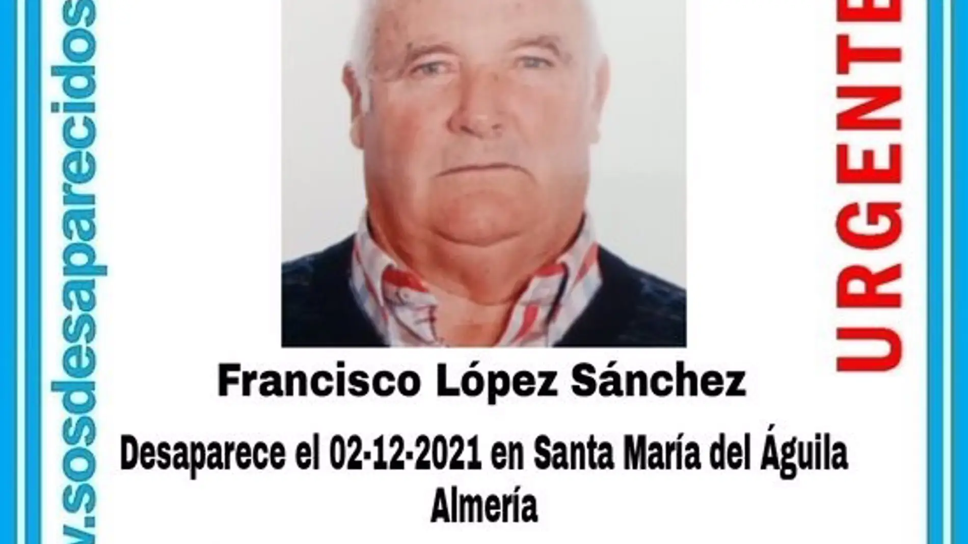 Cartel alertando de la desaparición de Francisco López Sánchez. SOS DESAPARECIDOS