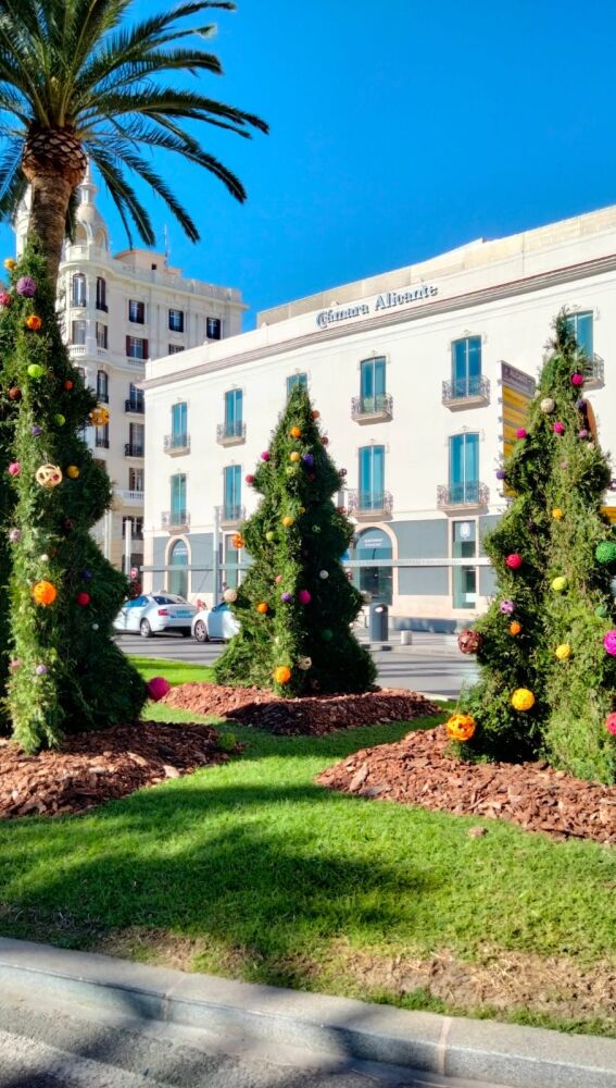Una imagen de la decoración navideña en las zonas verdes de Alicante 