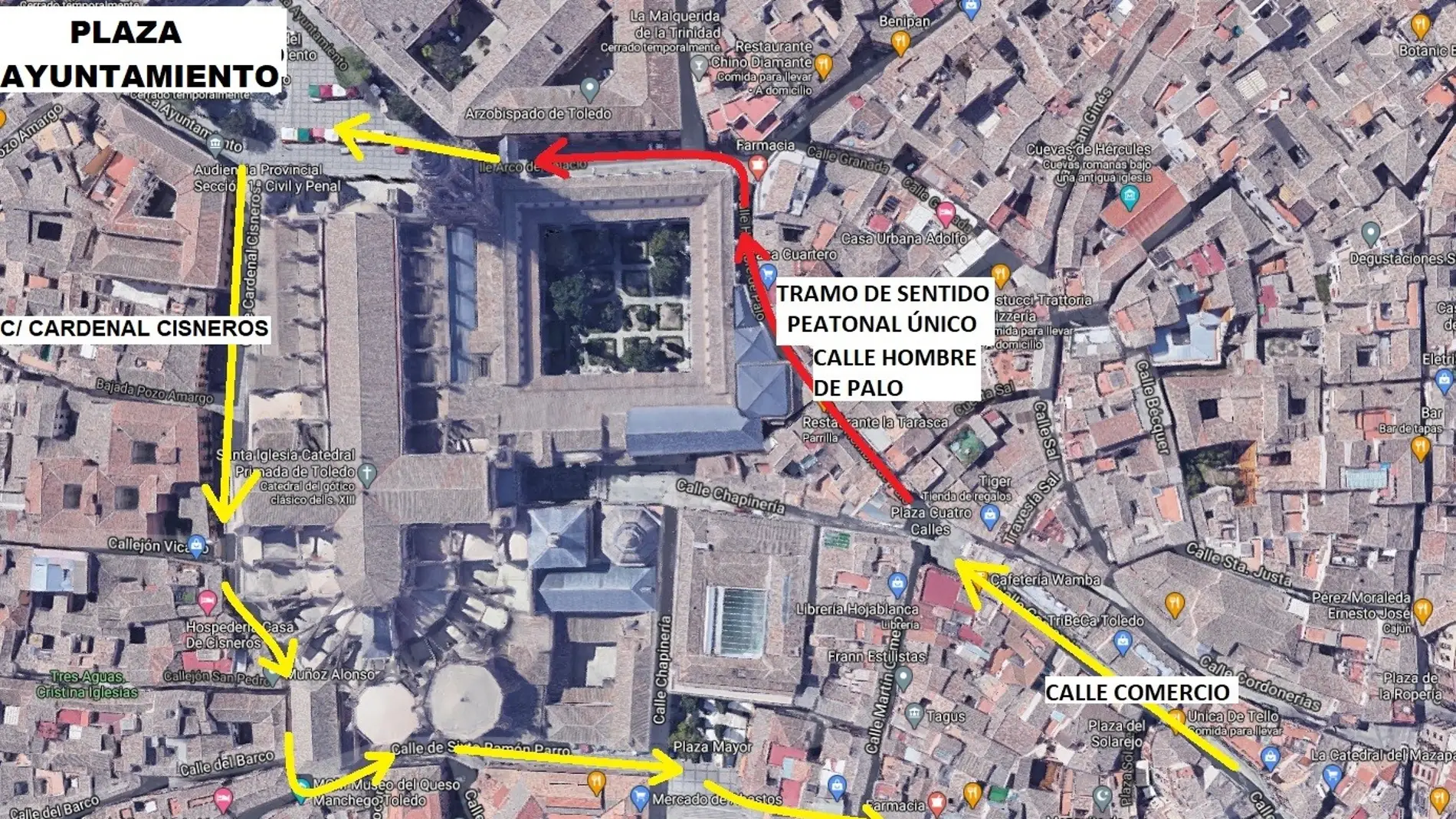 El recorrido entre Zocodover y Ayuntamiento en Toledo será de sentido único los días de más afluencia para evitar grandes aglomeraciones