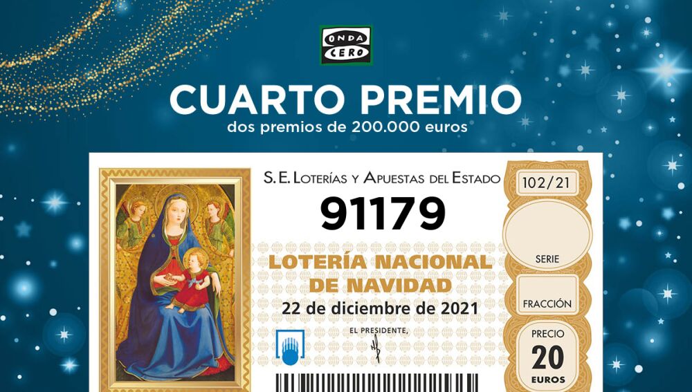 91.119, segundo cuarto premio de la Lotería de Navidad 2021