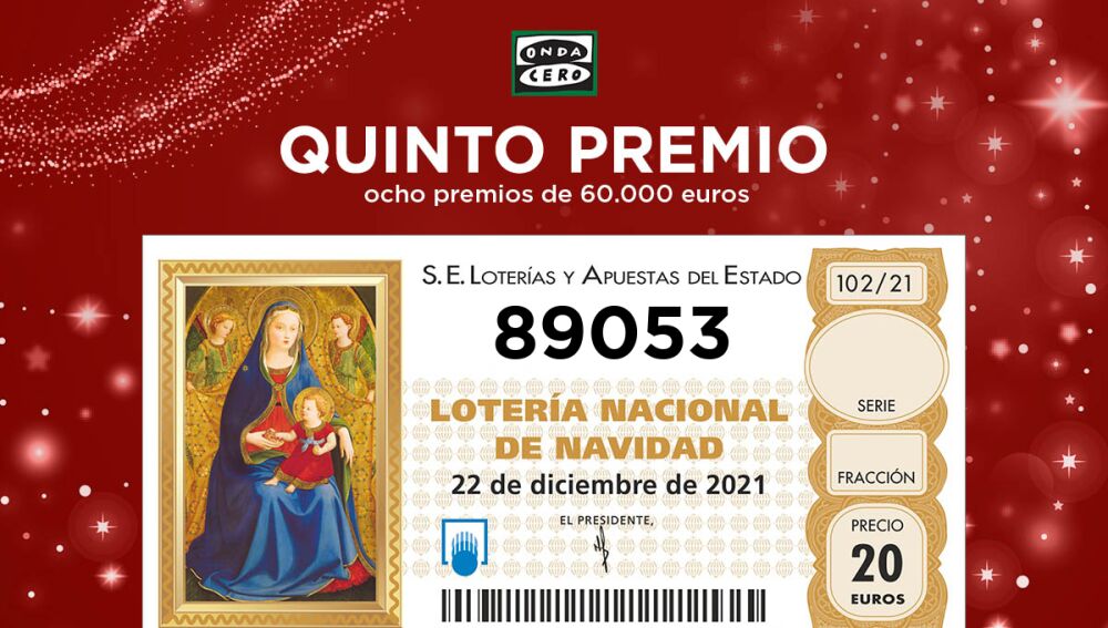 89,053, sixth fifth prize of the 2021 Christmas Lottery