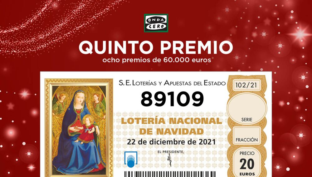 89,109, eighth fifth prize of the 2021 Christmas Lottery