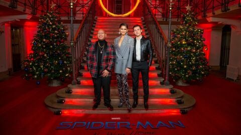 Los actores Jacob Batalon, Zendaya y Tom Holland, en el photocall de 'Spider-Man: No way home'