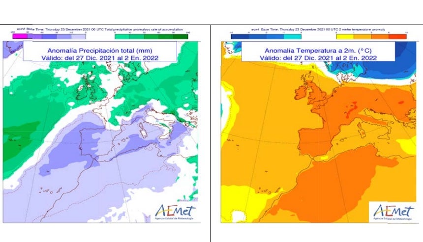 El año 2021 se despedirá con temperaturas por encima de lo normal para estas fechas El año 2021 se despedirá con temperaturas por encima de lo normal para estas fechas