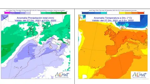 Anomalía de precipitación y de temperaturas para esta semana Anomalía de precipitación y de temperaturas para esta semana