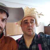 Darío Fernández y Manuel Ferrero preparando "Andanzas y músicas de Don Quijote”