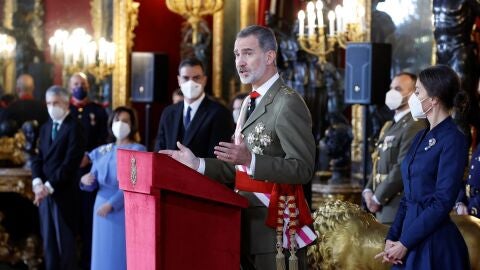 El Rey Felipe VI durante su discurso en la Pascua Militar