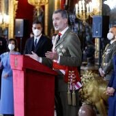 El Rey Felipe VI durante su discurso en la Pascua Militar