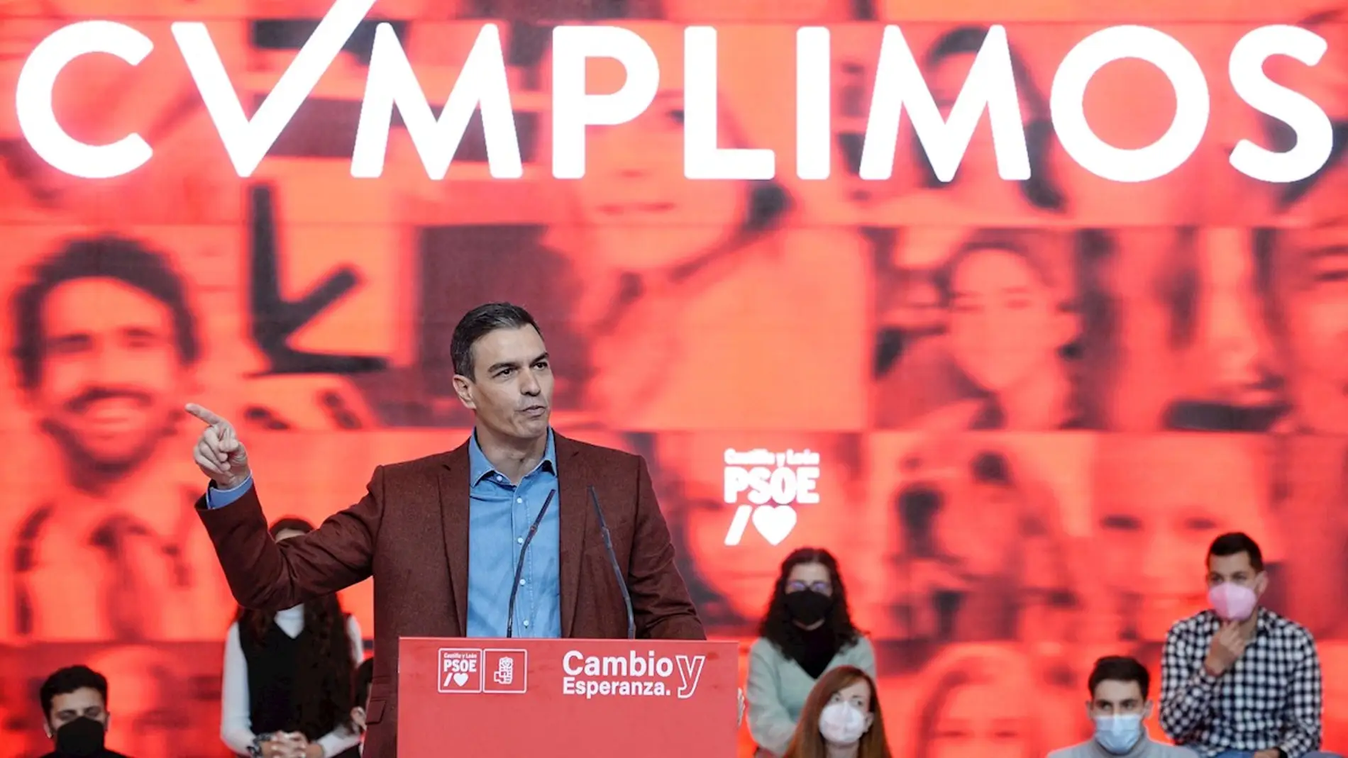 El presidente del Gobierno, Pedro Sánchez, en un acto del PSOE en Palencia