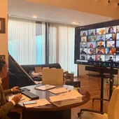 El alcalde de Chiclana, José María Román, durante el pleno telemático El alcalde de Chiclana, José María Román, durante el pleno telemático