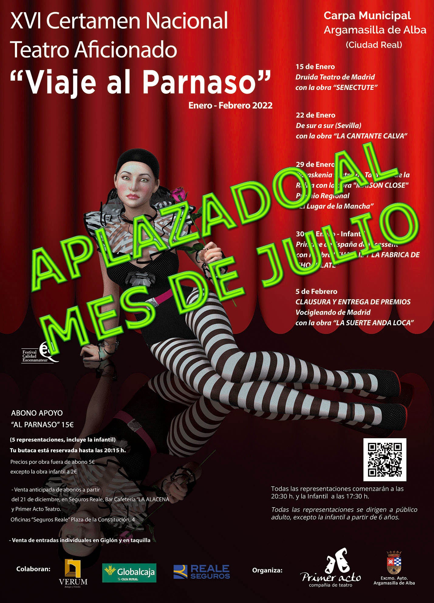 Se aplaza el Festival de Teatro Aficionado “Viaje al Parnaso” Se aplaza el Festival de Teatro Aficionado “Viaje al Parnaso”