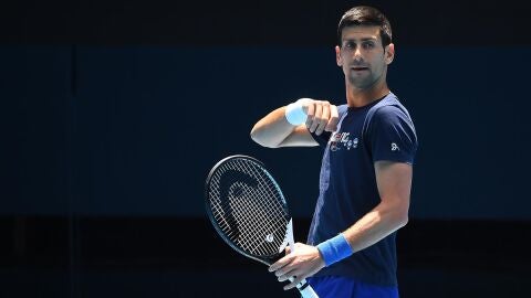Novak Djokovic, durante un entrenamiento.