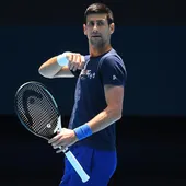 Novak Djokovic, durante un entrenamiento. Novak Djokovic, durante un entrenamiento.