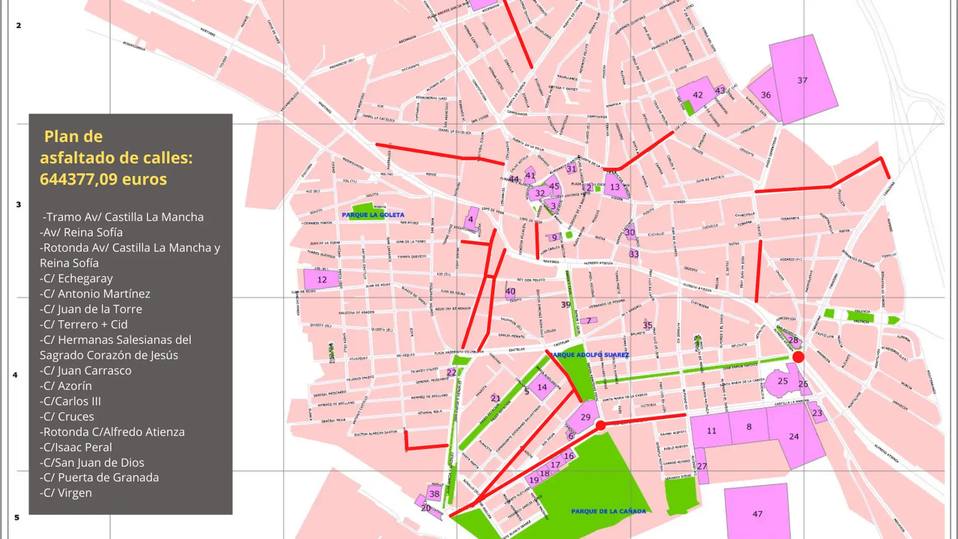 El Plan de Asfaltado de  La Roda  reparará 17 tramos de calle en los próximos 6 meses