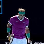 Nadal celebra su victoria ante Hanfmann en el Open de Australia