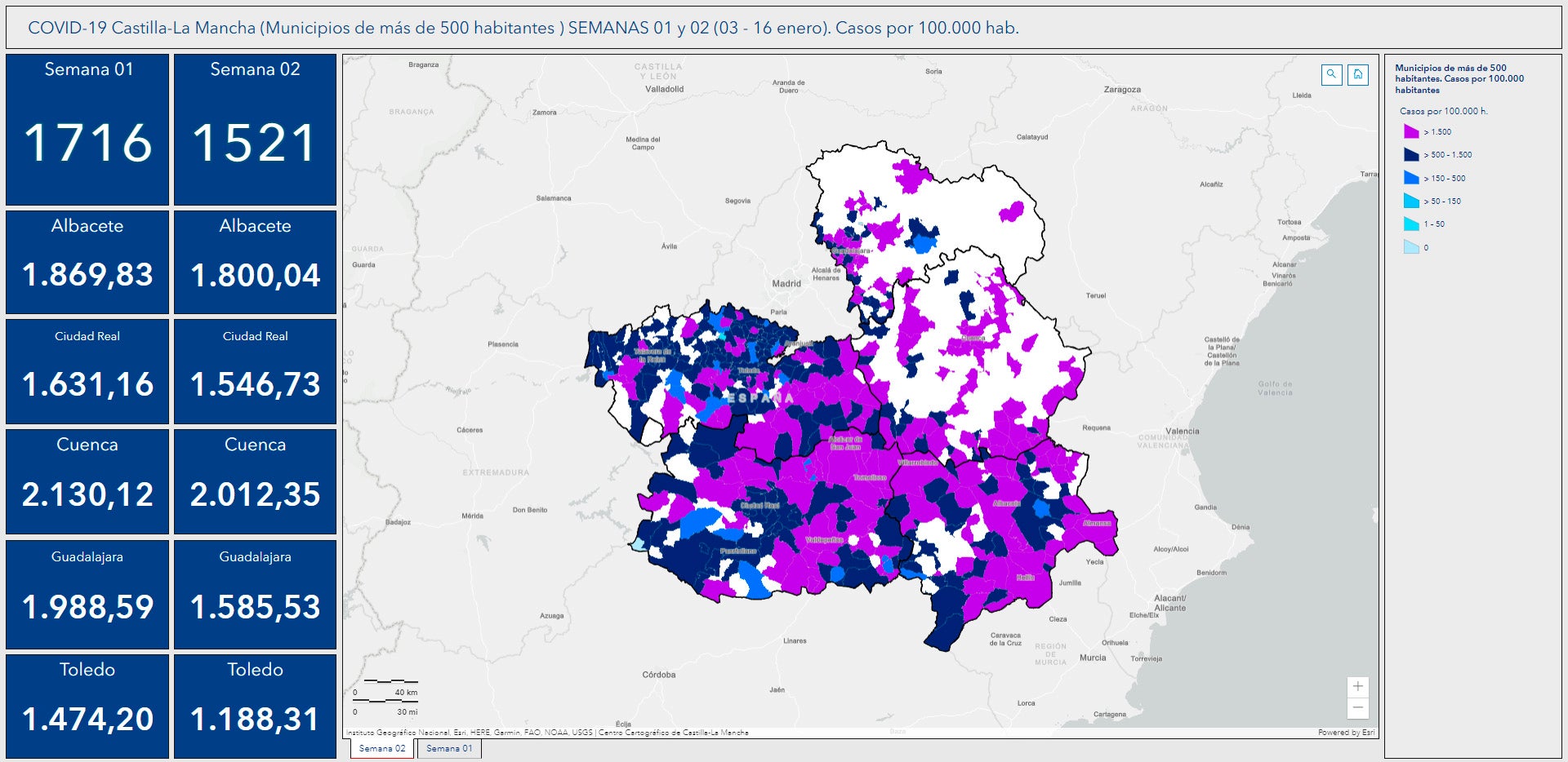 Baja la cifra de contagios por covid en la provincia de Ciudad Real aunque 98 municipios siguen en riesgo extremo Baja la cifra de contagios por covid en la provincia de Ciudad Real aunque 98 municipios siguen en riesgo extremo