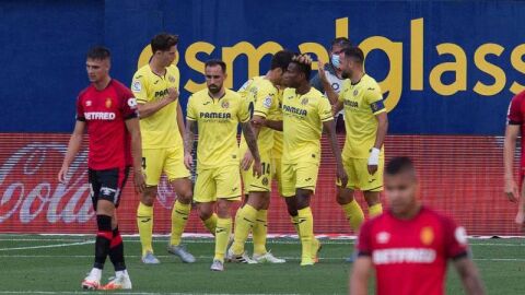 El Villarreal celebra un gol ante el Mallorca