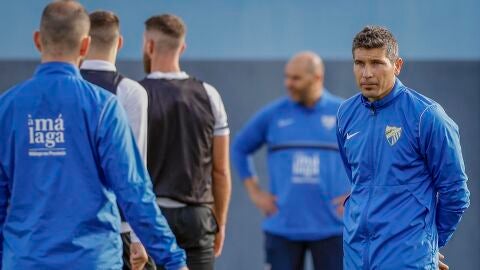 Funes, en el entrenamiento del M&aacute;laga CF