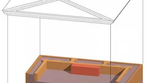 Recreación de la Curia en su fase II, según según A. Monterroso, J.I. Murillo, R. Martín y M.A Utrero BCOM 2018. Recreación de la Curia en su fase II, según según A. Monterroso, J.I. Murillo, R. Martín y M.A Utrero BCOM 2018.