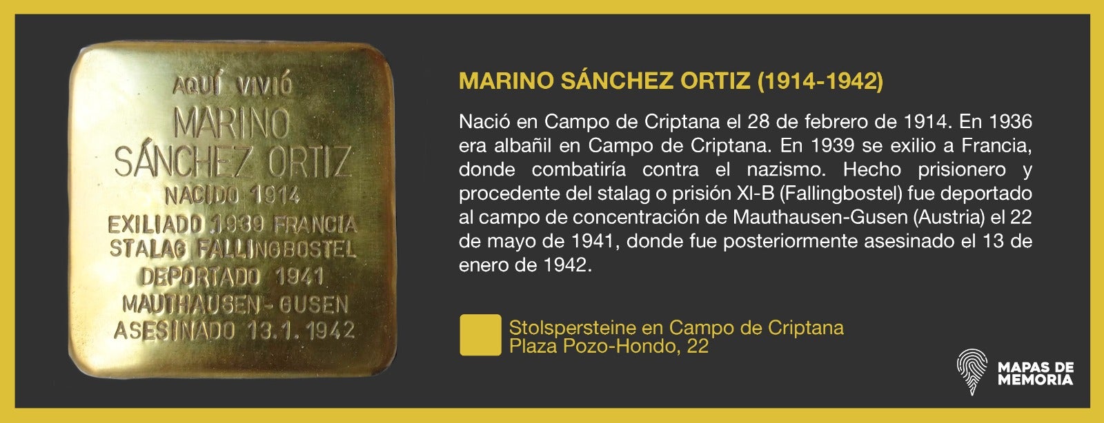 Campo de Criptana elegida por la Diputación para iniciar el proyecto "Stolspersteine" Campo de Criptana elegida por la Diputación para iniciar el proyecto "Stolspersteine"