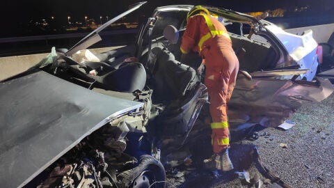 Estado en que ha quedado uno de los vehículos accidentados