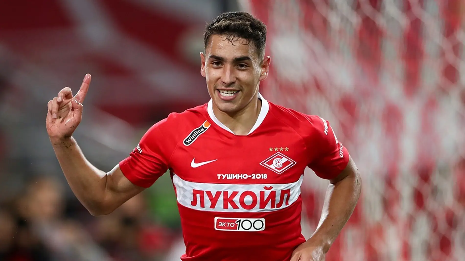 Ezequiel Ponce celebra un gol con la camiseta del Spartak de Moscú.