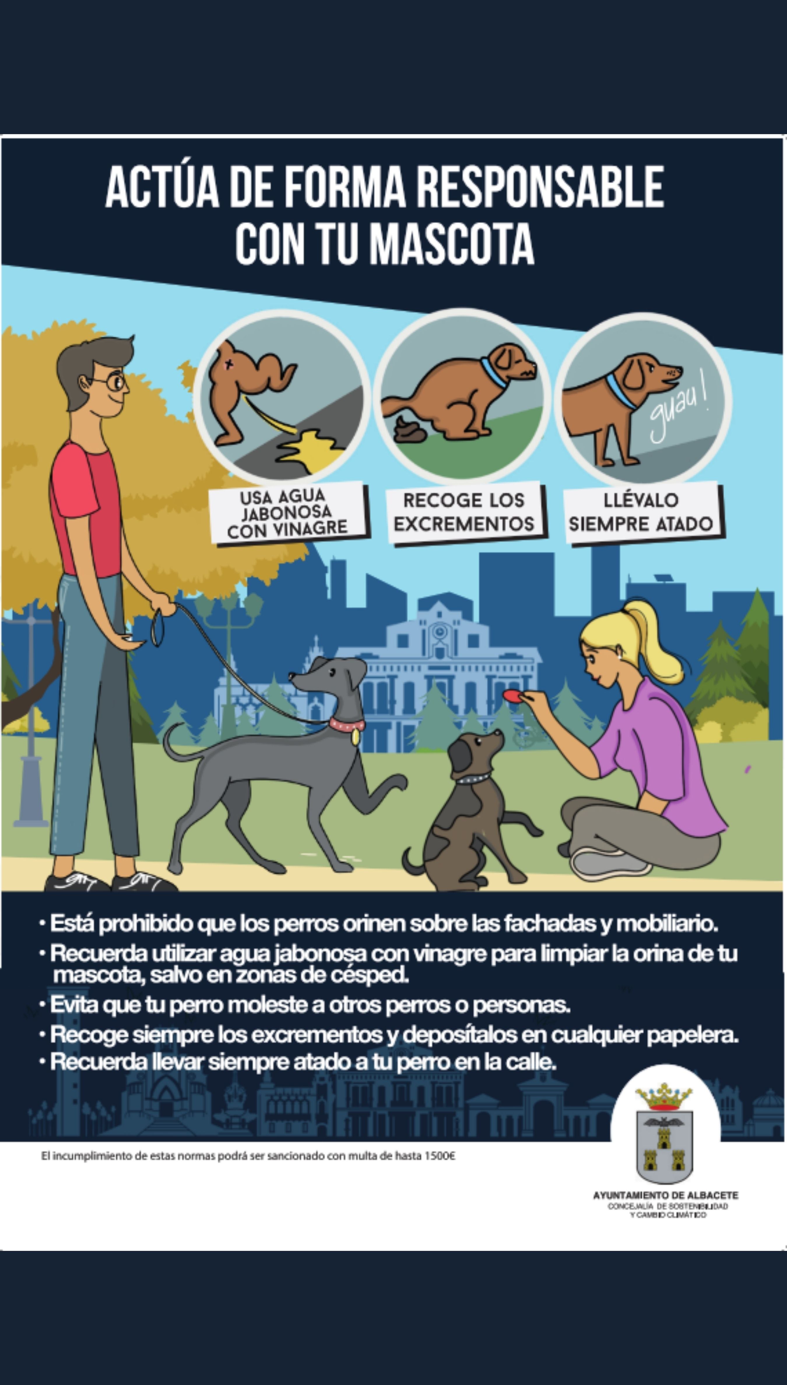 ‘Cuida Albacete’ recuerda a los dueños de mascotas la obligación de llevarlos atados y de limpiar los excrementos ‘Cuida Albacete’ recuerda a los dueños de mascotas la obligación de llevarlos atados y de limpiar los excrementos