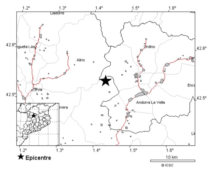 Un terratrèmol de 3,8 graus a l'Alt Urgell sacseja zones del Pirineu i Andorra Un terratrèmol de 3,8 graus a l'Alt Urgell sacseja zones del Pirineu i Andorra