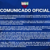 Comunicado Extremadura UD Comunicado Extremadura UD