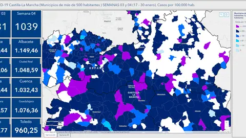 Mapa de incidencia del covid en las provincias de CLM Mapa de incidencia del covid en las provincias de CLM