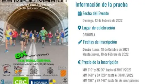 Orihuela celebra este domingo la XXIII Media Maratón y VI 8K “Ciudad de Orihuela” media maraton