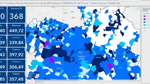 Mapa de incidencia del covid en cada provincia de CLM Mapa de incidencia del covid en cada provincia de CLM
