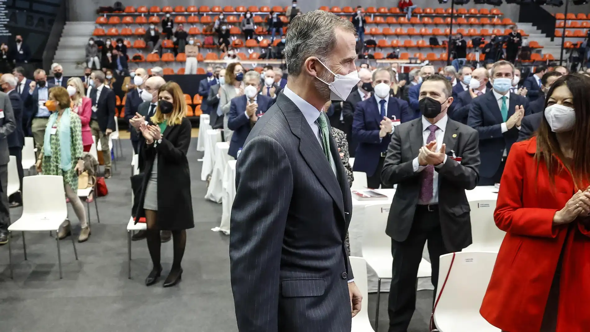 El Rey Felipe VI, a su llegada a la clausura de la Asamblea General de la Asociación Valenciana de Empresarios 2022.