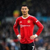 Cristiano Ronaldo durante un partido de liga con el United.