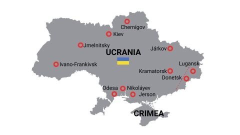 Mapa de la guerra entre Rusia y Ucrania
